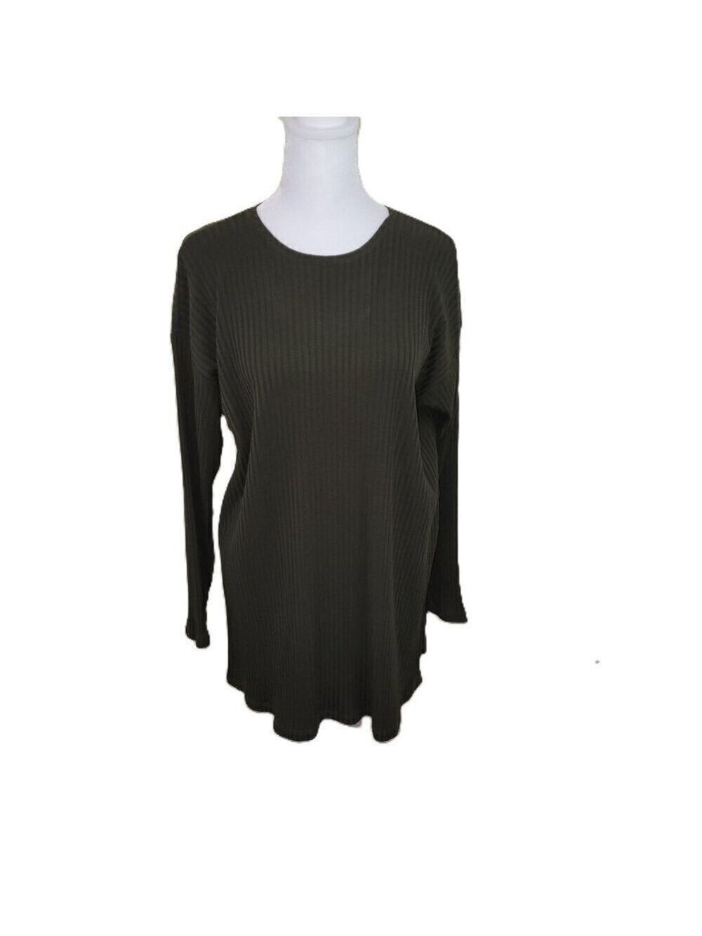 Eileen Fisher Tercel Ribbed Stretch Knit Tunic Olive Green Women's S